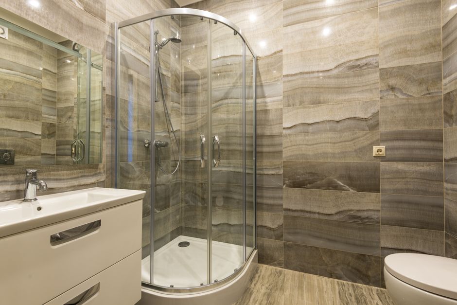 Modern glass shower enclosure