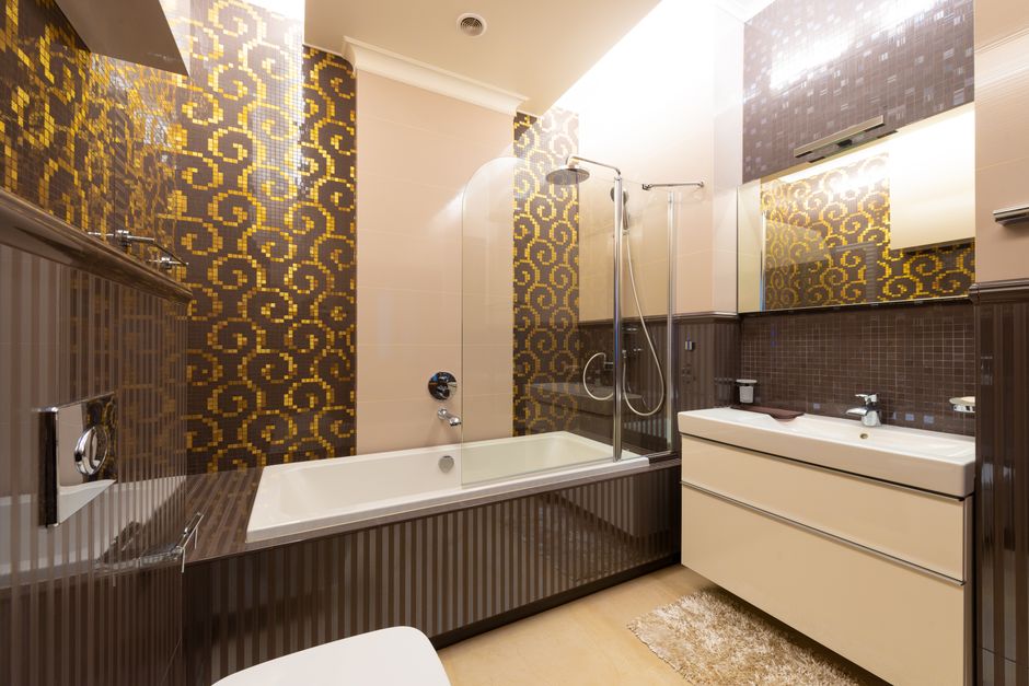Detail of elegant shower tile installation
